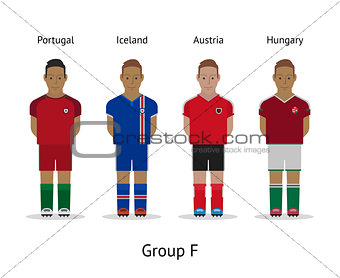 Players kit. Football championship in France 2016. Group F - Portugal, Iceland, Austria, Hungary