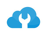 Vector cloud logo. Cloud repair computing logo template. Upload logo. Download website logo.