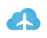 Vector airplane and cloud logo design template. Airport logo. Sky travel logo. Travel agency logo. Vector logo template.