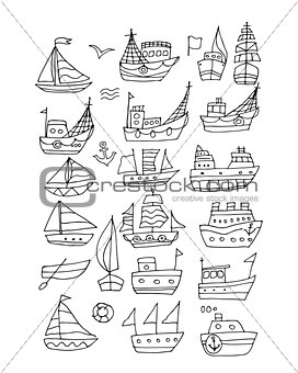 Set of ships, sketch for your design