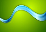 Blue smooth wave on green background