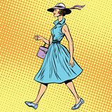 retro lady in summer dress and hat