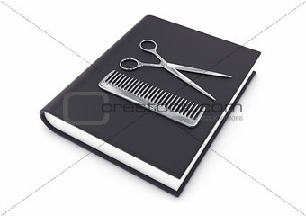 Hairdresser tool on a book