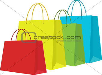 Set of Colorful Shopping Bags Isolated in White