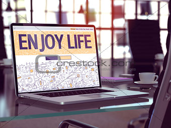 Enjoy Life Concept on Laptop Screen.