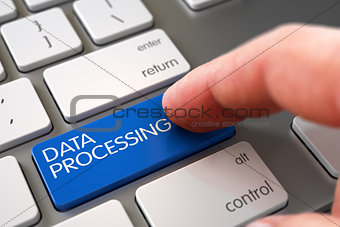 Hand Touching Data Processing Key.