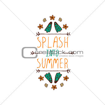 Hand-sketched typographic element with flippers and starfish