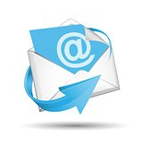E-mail envelope with blue arrow