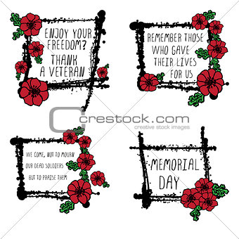 Memorial day cards with poppies