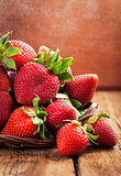 Fresh organic ripe strawberry with water splash