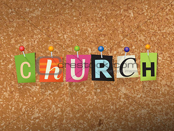 Church Concept Pinned Letters Illustration