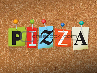 Pizza Concept Pinned Letters Illustration