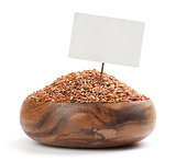 long-grain red rice on white background