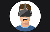 Virtual reality VR glasses man flat icons 