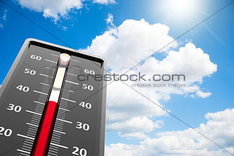 Thermometer heat close-up on sky