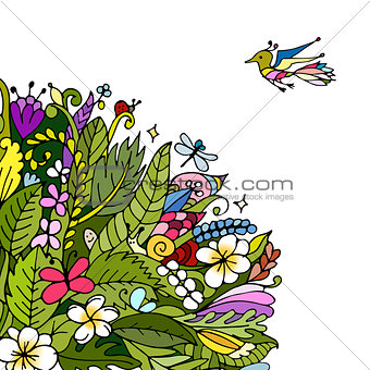 Tropical floral frame for your design