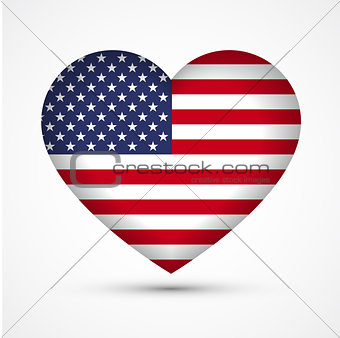 Heart in national american flag colors