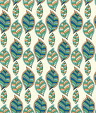 Seamless pattern with hand drawn green leaf