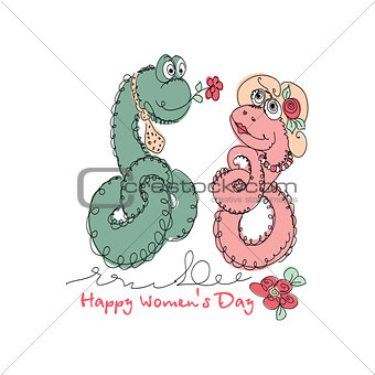 Vector Hand drawn romantic universal trendy card with characters