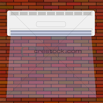 Air Conditioner on the Red Brick Wall.