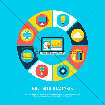 Big Data Analysis Flat Infographic Concept