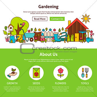 Gardening Flat Outline Web Design Template