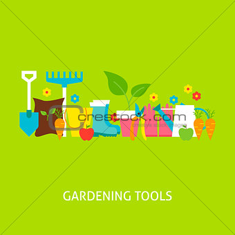 Gardening Tools Vector Flat Concept