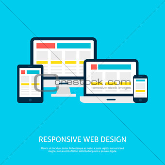 Responsive Web Design Gadgets Flat Concept
