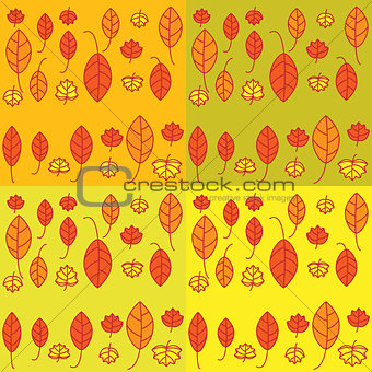 Set of seamless pattern with leaves.