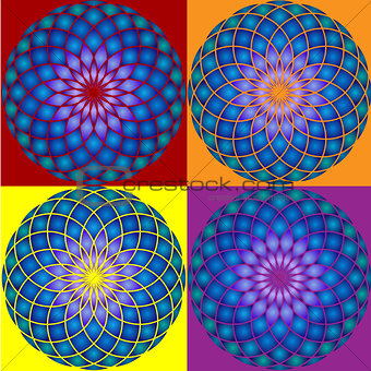 Collection of 4 Mandala. Seamless pattern.