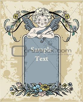 Angel on floral frame