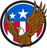 Bald Eagle Spread Wings USA Flag Circle Retro