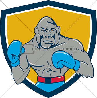 Gorilla Boxer Boxing Stance Crest Cartoon