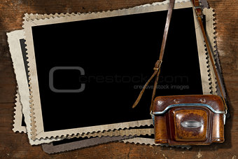 Old Camera and Blank Photo Frames