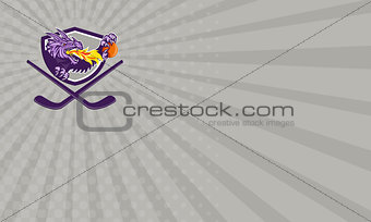 Business card Dragon Fire Ball Hockey Stick Crest Retro