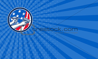 Business card American Drywall Repair Service Flag Circle Retro
