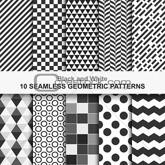 Set of vector geometric seamless patterns