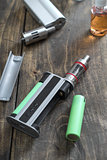 E-cigarettes with lots of different re-fill bottles