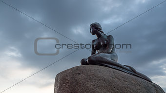 Low angle view of Little Mermaid statue in Denmark