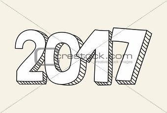 New Year 2017 hand drawn vector sign