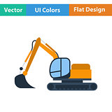 Flat design icon of construction bulldozer