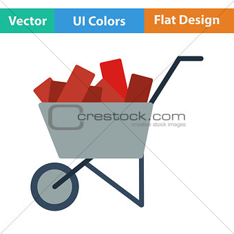 Flat design icon of construction cart 
