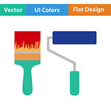 Flat design icon of construction paint brushes