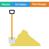 Flat design icon of Construction shovel and sand