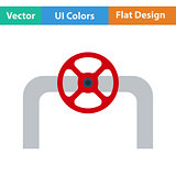 Flat design icon of Pipe with valve