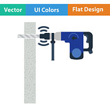 Flat design icon of perforator drilling wall