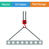 Flat design icon of slab hanged on crane hook