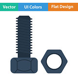 Flat design icon of bolt and nut