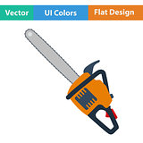 Flat design icon of chain saw