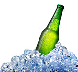 Beer bottle in ice